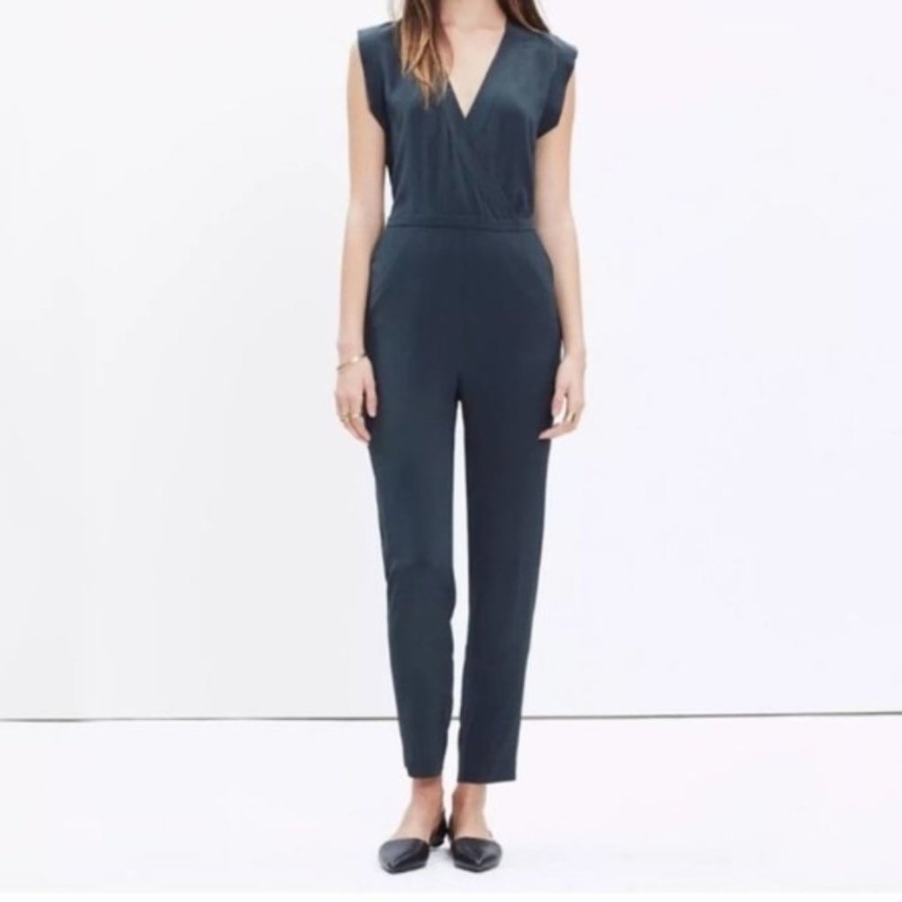 Madewell 100% Silk Yates V-Neck Jumpsuit